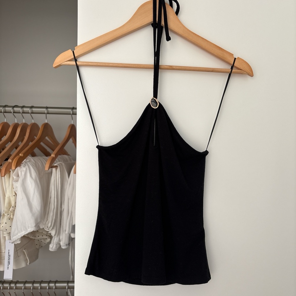 Reformation Black Halter Top